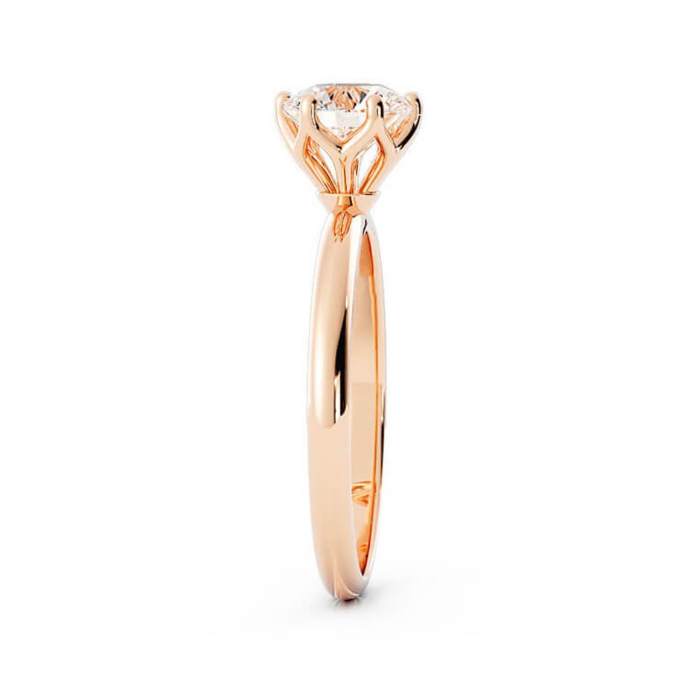 1.0ct Moissanite Round Solitaire 14K Rose Gold Engagement Ring