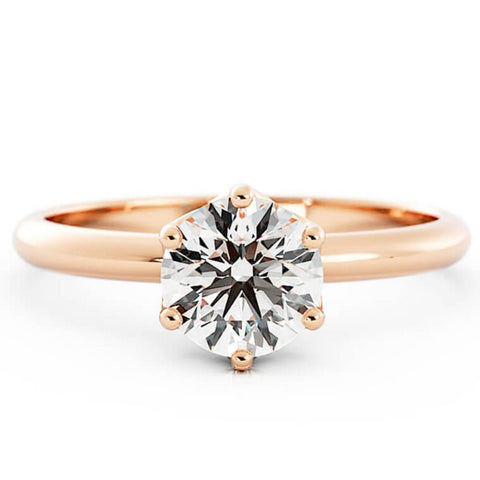1.0ct Moissanite Round Solitaire 14K Rose Gold Engagement Ring