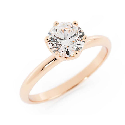 1.0ct Moissanite Round Solitaire 14K Rose Gold Engagement Ring