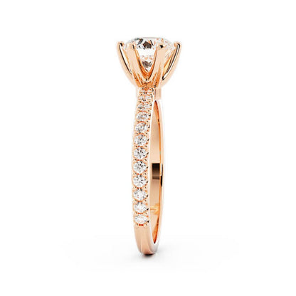 1.0ct Moissanite Pave Accent 14K Rose Gold Engagement Ring