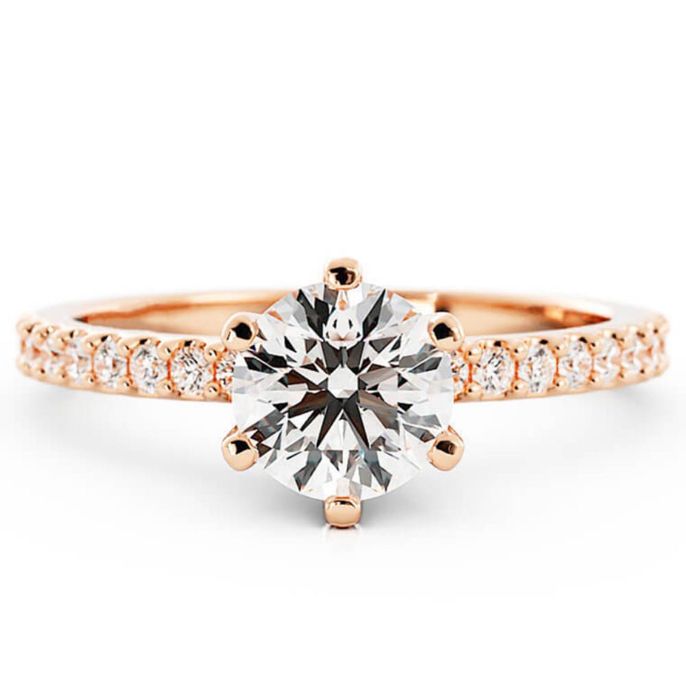 1.0ct Moissanite Pave Accent 14K Rose Gold Engagement Ring