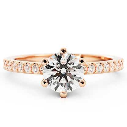 1.0ct Moissanite Pave Accent 14K Rose Gold Engagement Ring