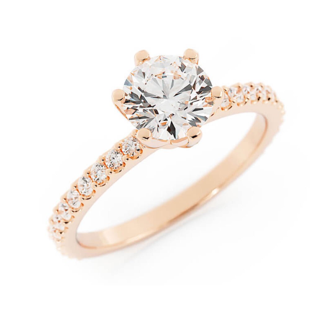 1.0ct Moissanite Pave Accent 14K Rose Gold Engagement Ring