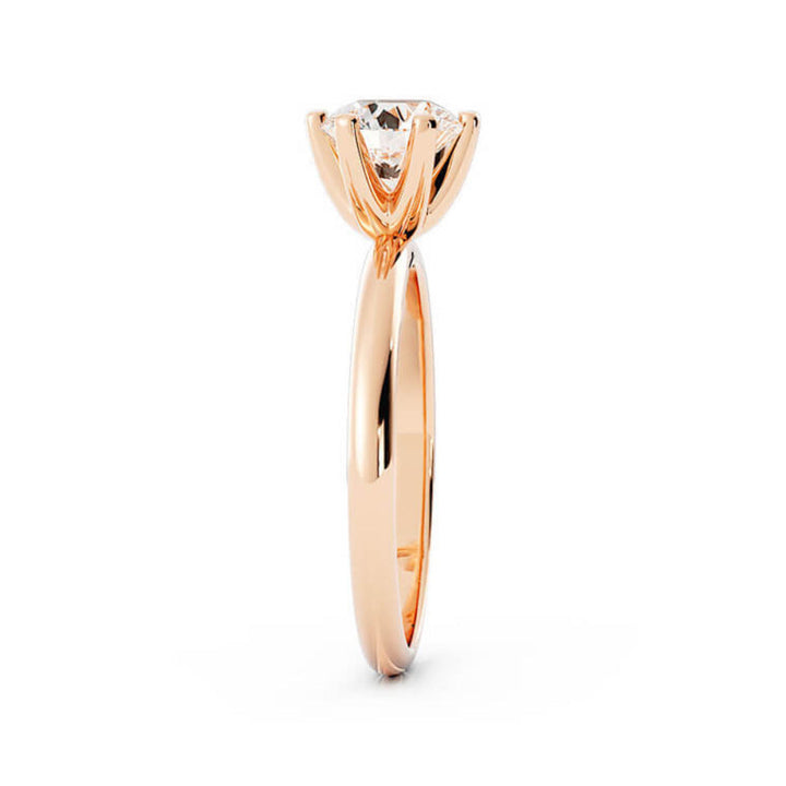 1.0ct Moissanite Round Solitaire 14K Rose Gold Engagement Ring