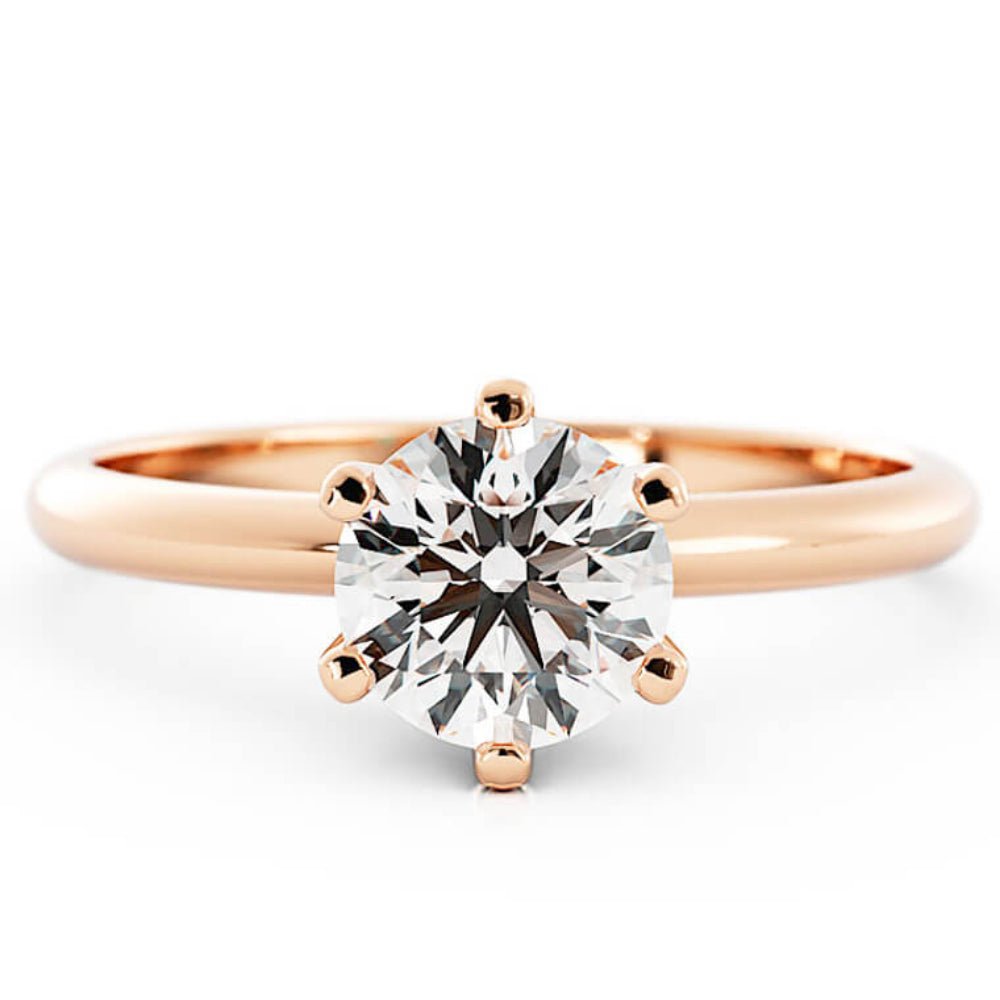 1.0ct Moissanite Round Solitaire 14K Rose Gold Engagement Ring