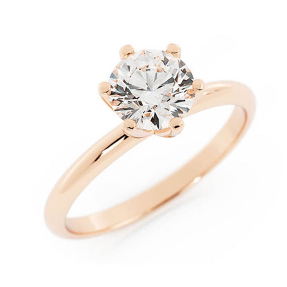 1.0ct Moissanite Round Solitaire 14K Rose Gold Engagement Ring