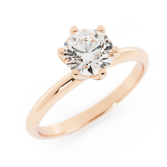 1.0ct Moissanite Round Solitaire 14K Rose Gold Engagement Ring