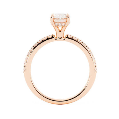 1.25ct Moissanite Pave Hidden Halo 14K Rose Gold Engagement Ring