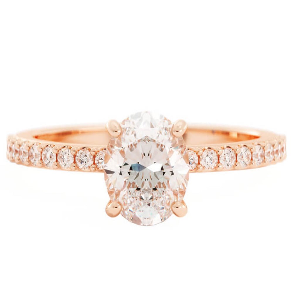 1.25ct Moissanite Pave Hidden Halo 14K Rose Gold Engagement Ring