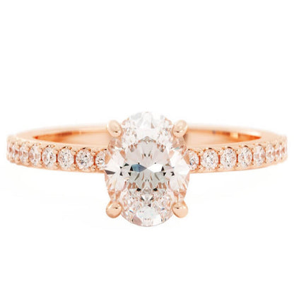 1.25ct Moissanite Pave Hidden Halo 14K Rose Gold Engagement Ring
