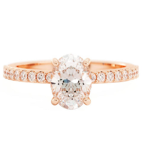 1.25ct Moissanite Pave Hidden Halo 14K Rose Gold Engagement Ring