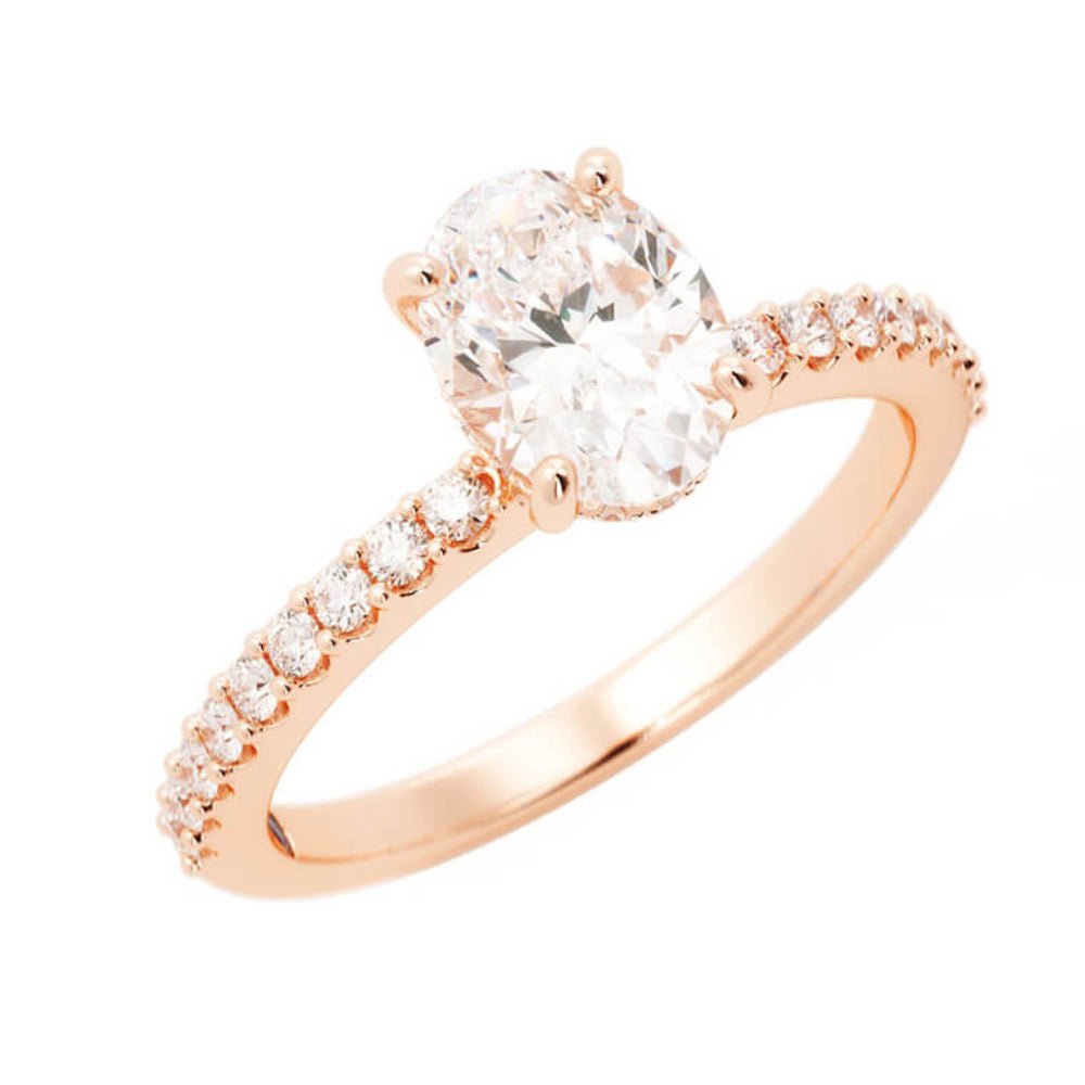 1.25ct Moissanite Pave Hidden Halo 14K Rose Gold Engagement Ring