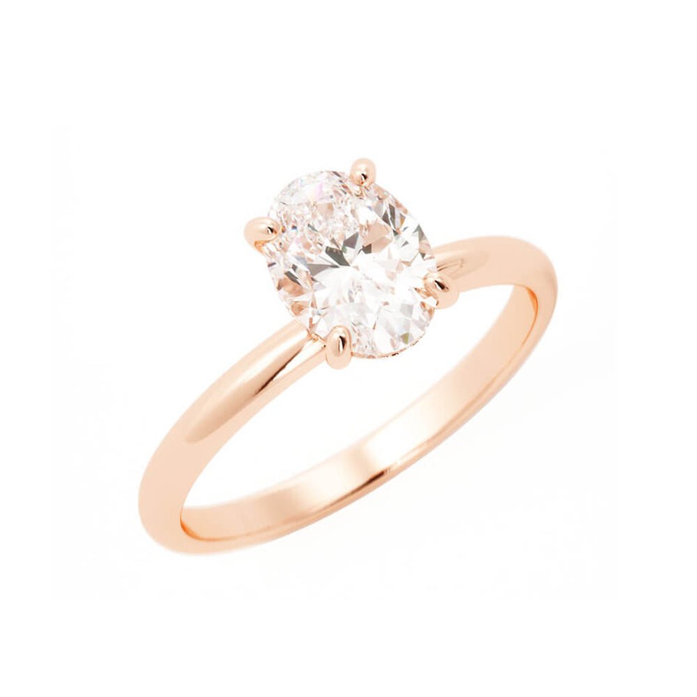 1.25ct Moissanite Oval Hidden Halo 14K Rose Gold Engagement Ring