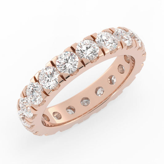 14K Rose Gold Round Moissanite Eternity 3.9mm Wedding Band