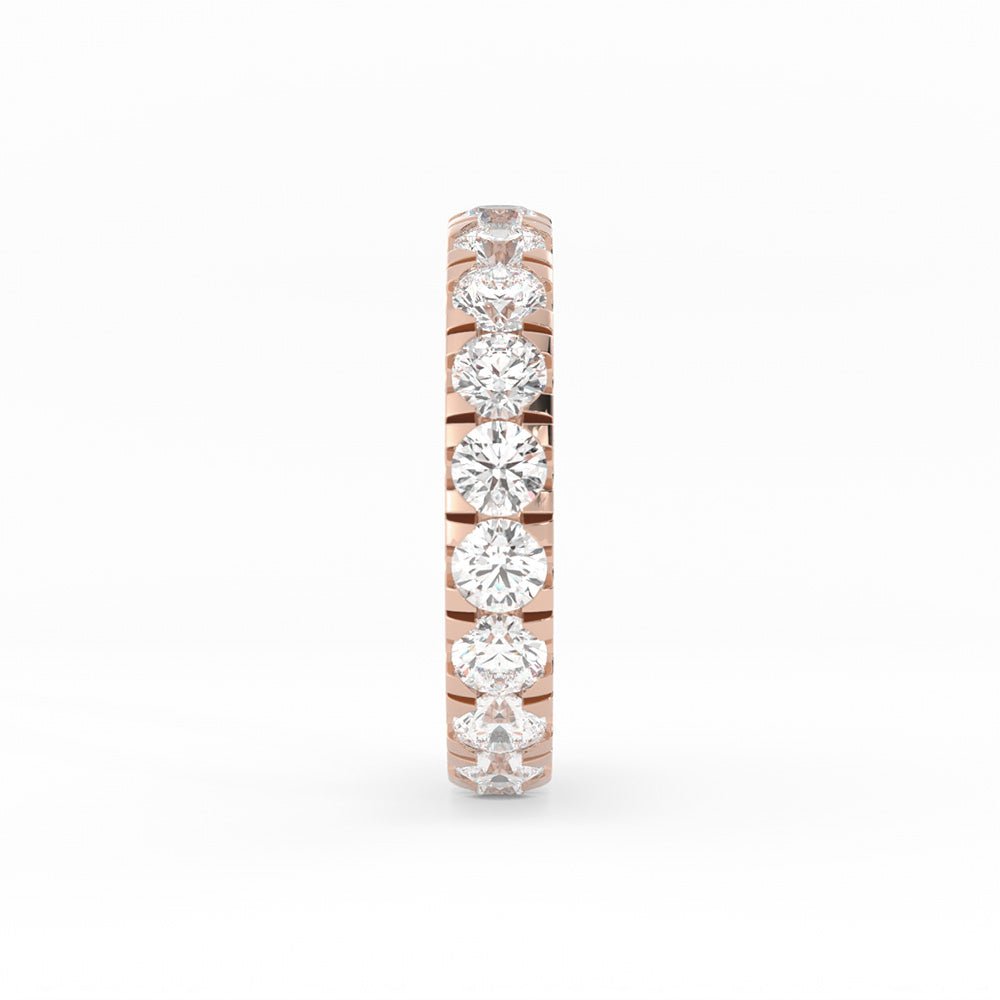 14K Rose Gold Round Moissanite Eternity 3.9mm Wedding Band