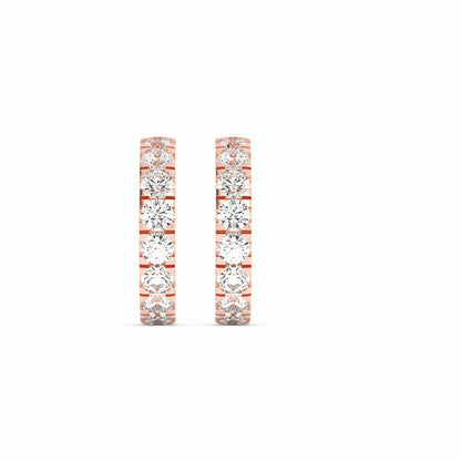 14K Rose Gold Round Natural Diamond 10mm Hoops Earring