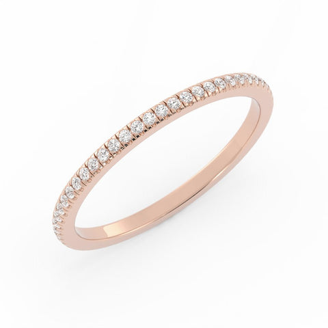14K Rose Gold Round Natural Diamond Eternity 1.7mm Wedding Band