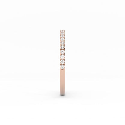 14K Rose Gold Round Pave Half Shank Natural Diamond Wedding Band