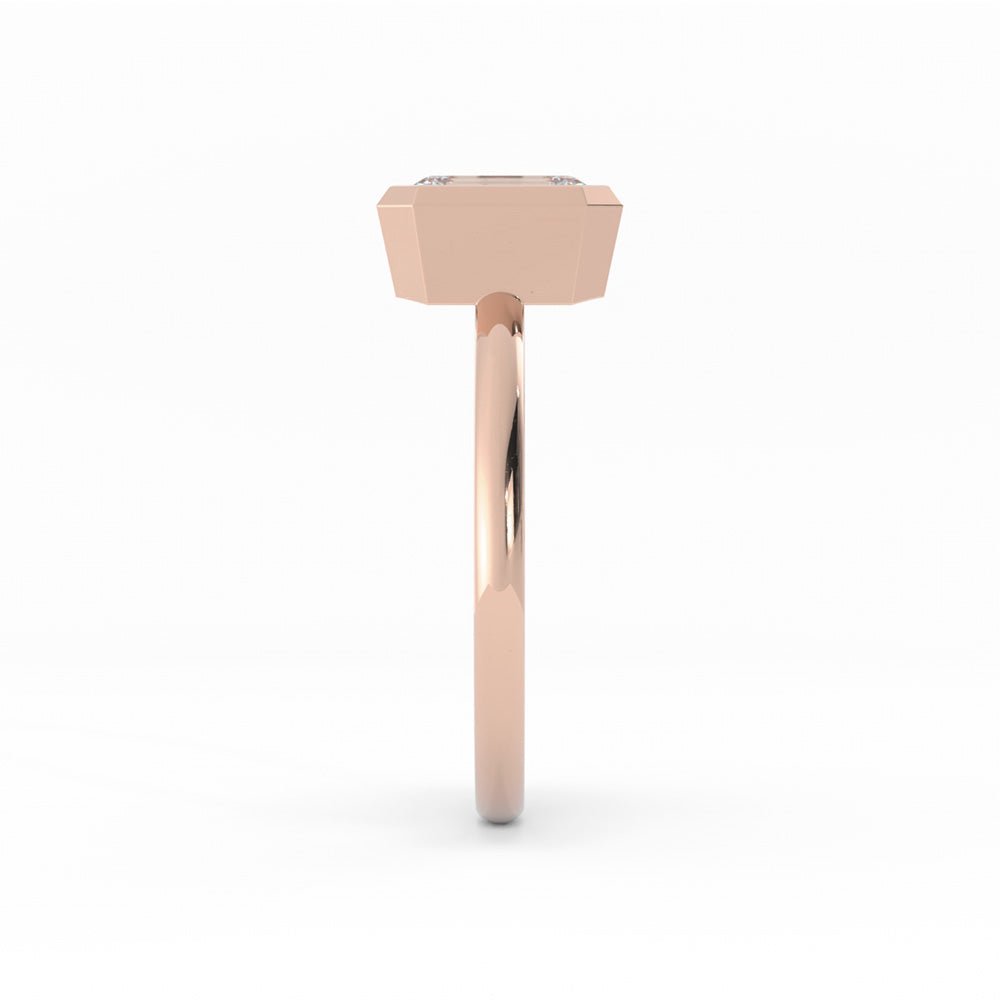 1.0ct Moissanite Emerald North South Solitaire 14K Rose Gold Engagement Ring