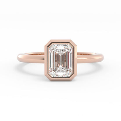 1.0ct Moissanite Emerald North South Solitaire 14K Rose Gold Engagement Ring