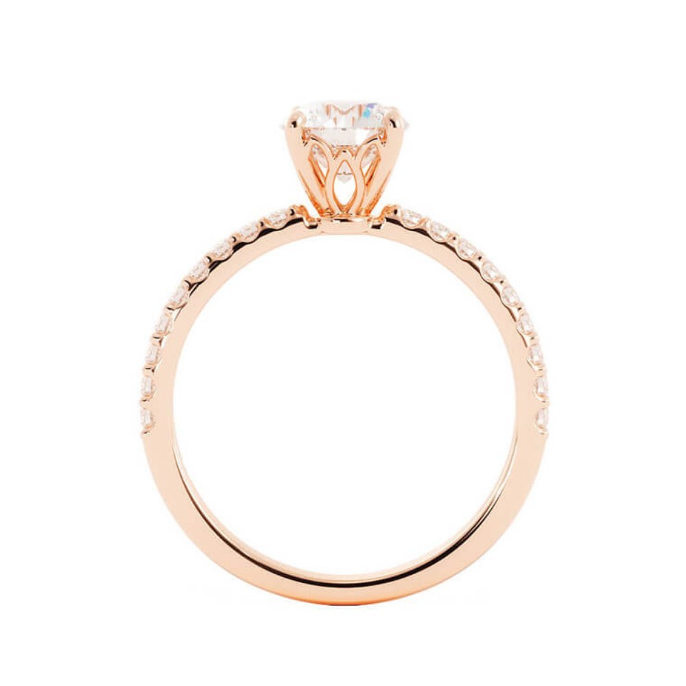 1.0ct Moissanite Pave Soliaire 14K Rose Gold Engagement Ring