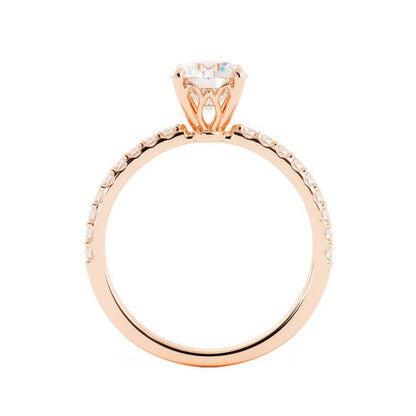 1.0ct Moissanite Pave Soliaire 14K Rose Gold Engagement Ring
