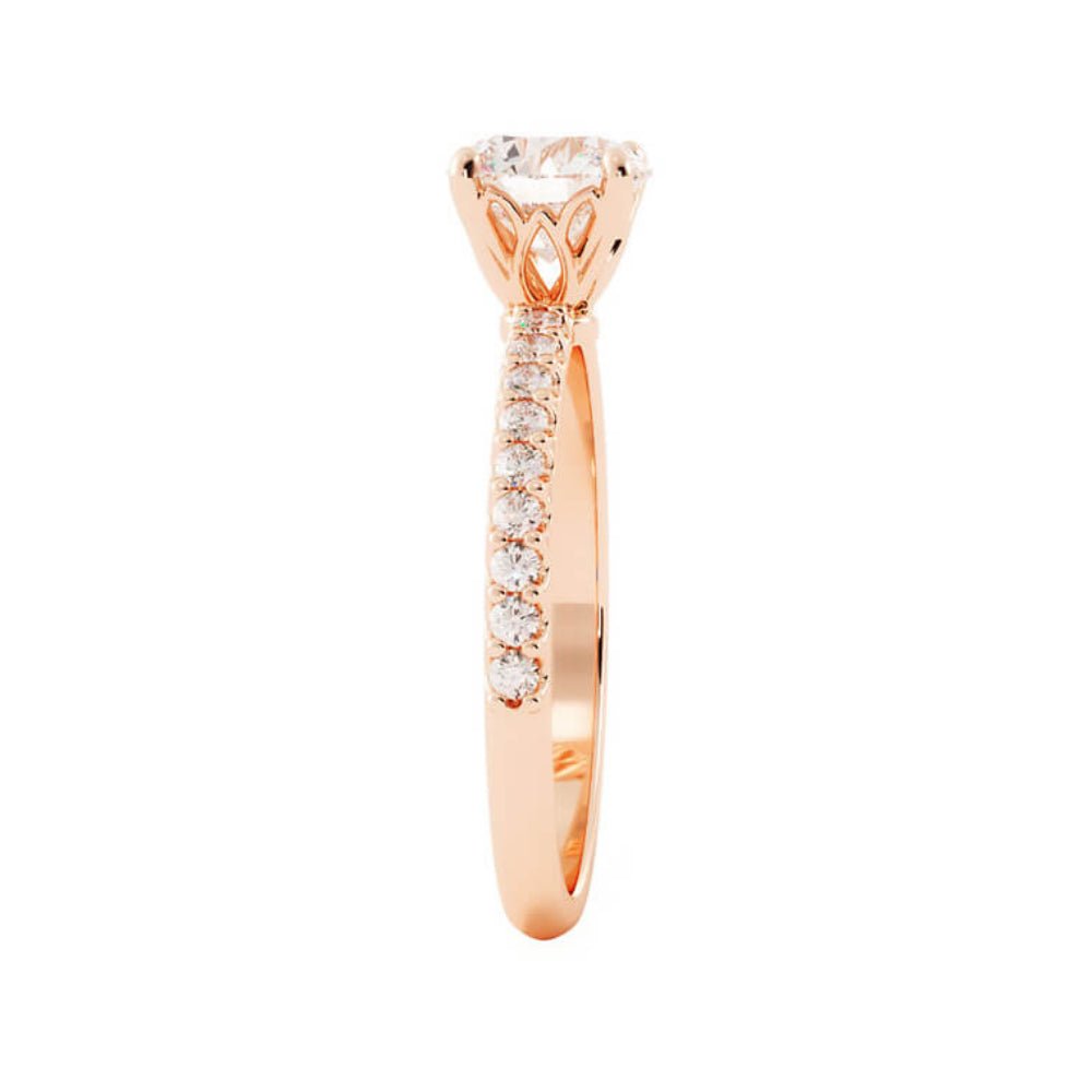 1.0ct Moissanite Pave Soliaire 14K Rose Gold Engagement Ring