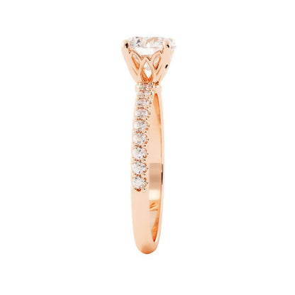1.0ct Moissanite Pave Soliaire 14K Rose Gold Engagement Ring