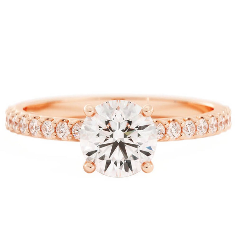1.0ct Moissanite Pave Soliaire 14K Rose Gold Engagement Ring