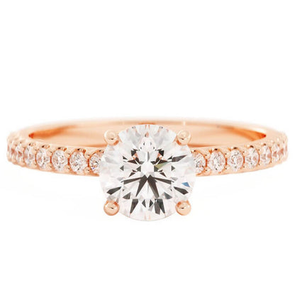 1.0ct Moissanite Pave Soliaire 14K Rose Gold Engagement Ring