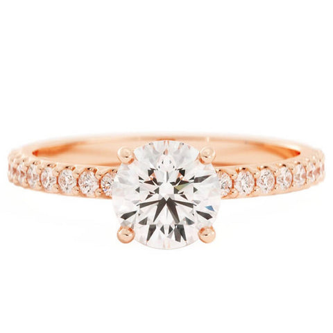 1.0ct Moissanite Pave Soliaire 14K Rose Gold Engagement Ring