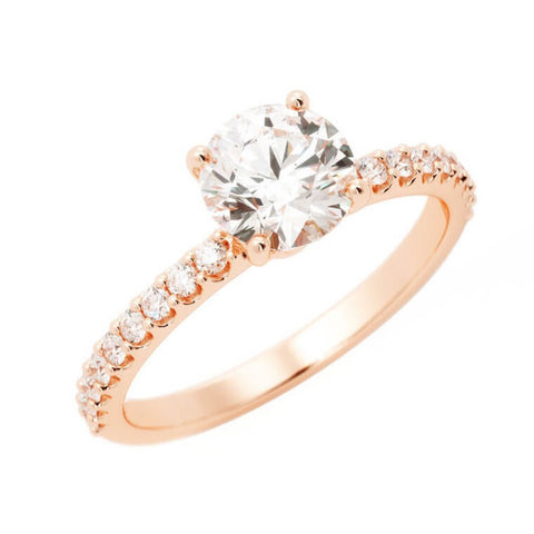 1.0ct Moissanite Pave Soliaire 14K Rose Gold Engagement Ring