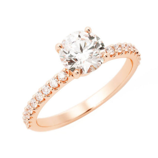 1.0ct Moissanite Pave Soliaire 14K Rose Gold Engagement Ring