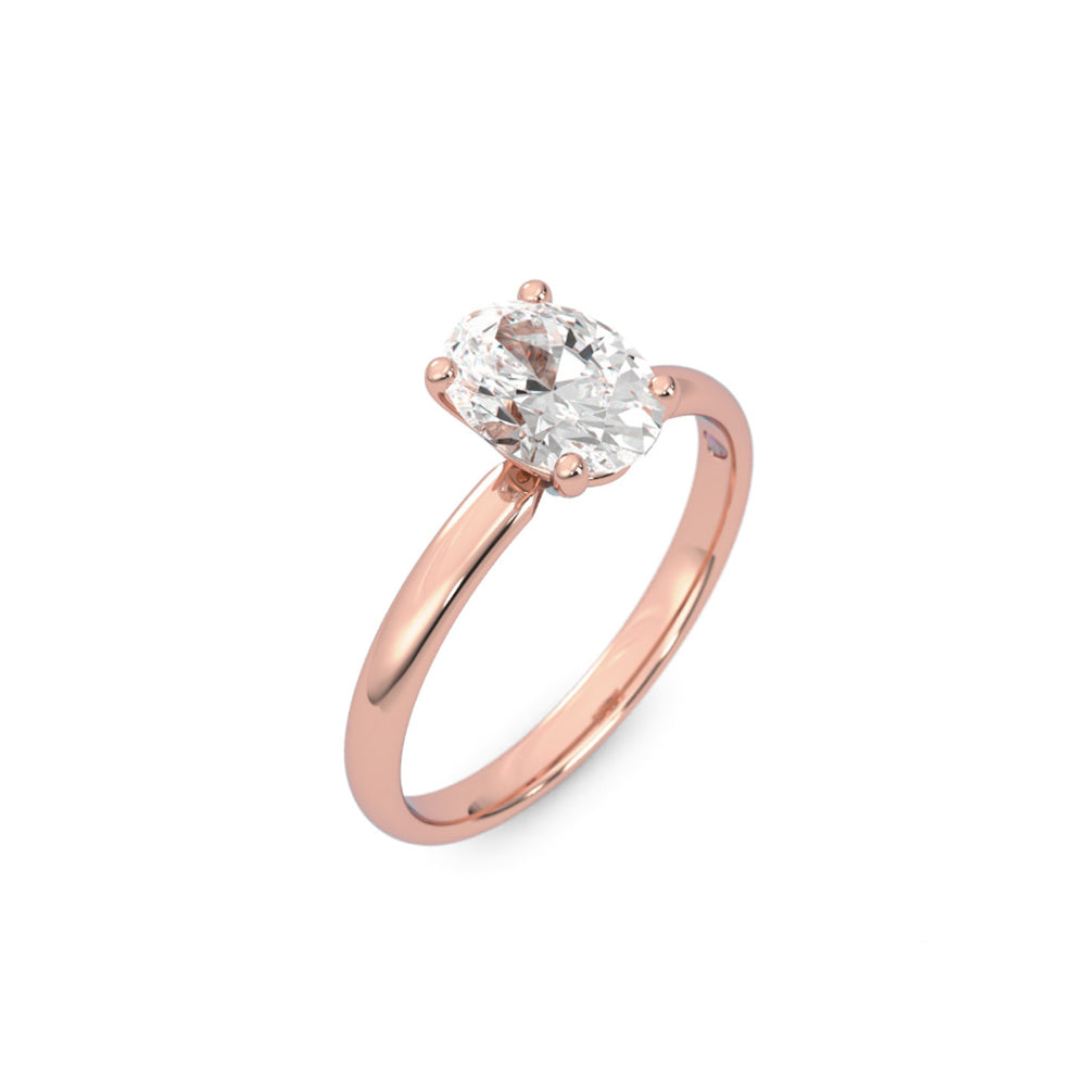 Rose Gold Oval Moissanite Diamond Solitaire Engagement Ring Band | La More  Design