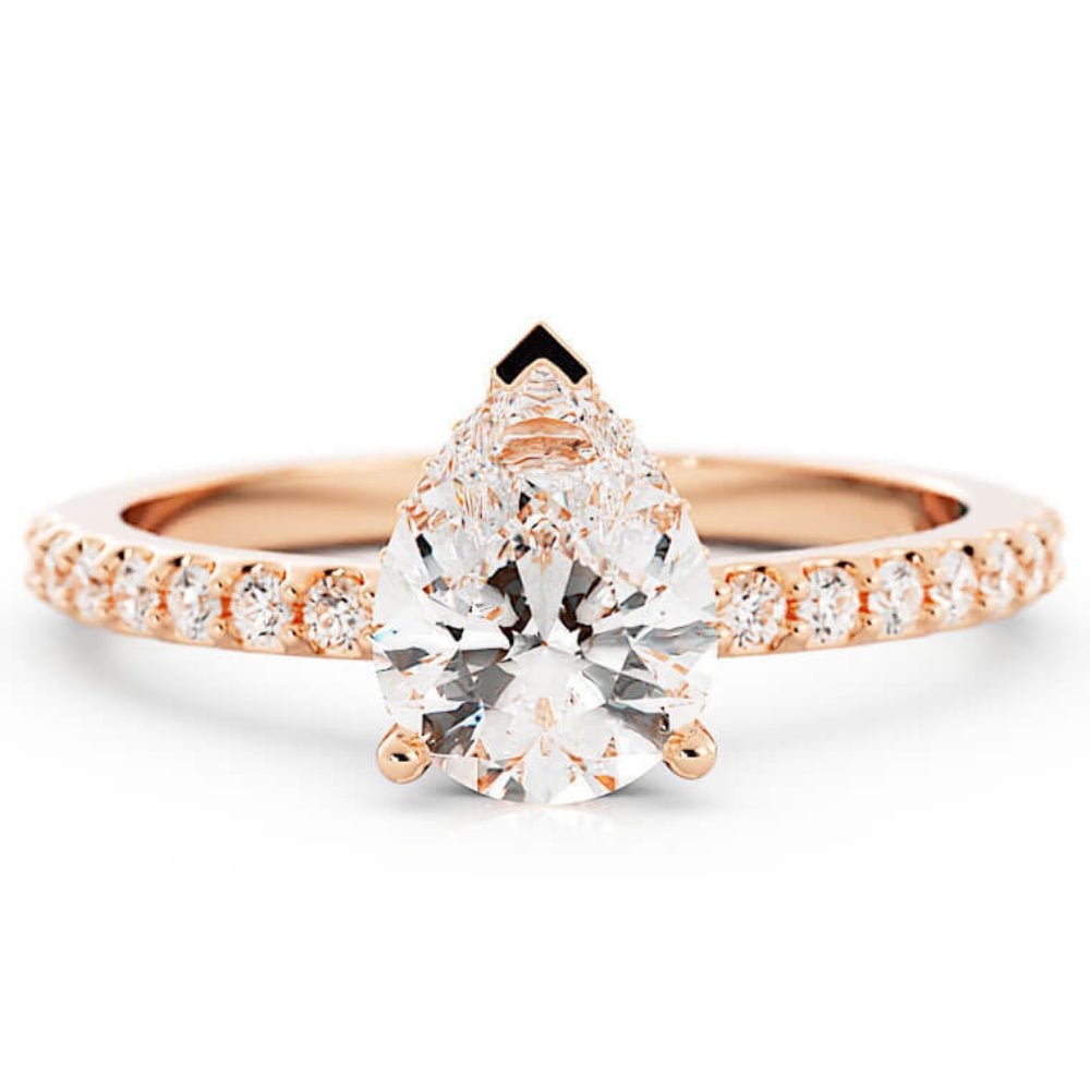 1.5ct Moissanite Pave Hidden Halo 14K Rose Gold Engagement Ring
