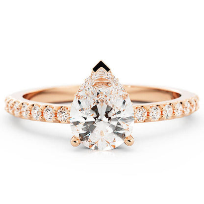 1.5ct Moissanite Pave Hidden Halo 14K Rose Gold Engagement Ring