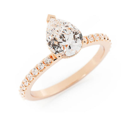 1.5ct Moissanite Pave Hidden Halo 14K Rose Gold Engagement Ring