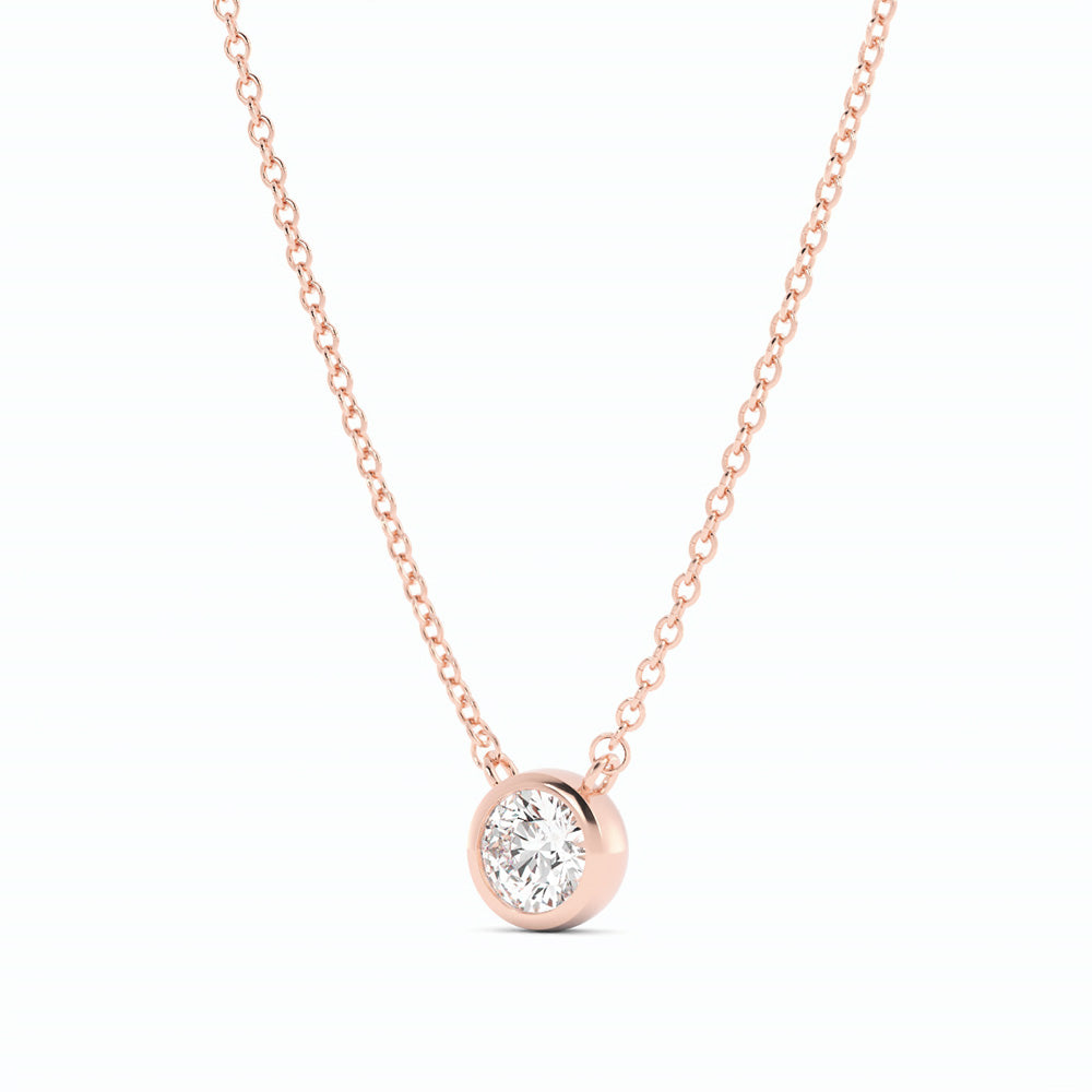 Round Lab Grown Diamond Bezel Solitiare Necklace