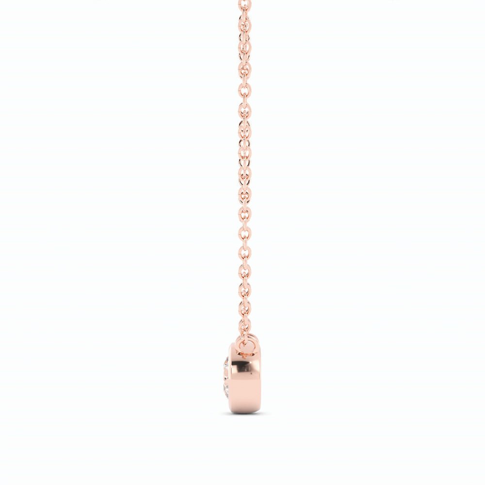 0.5ct Lab Grown Diamond Round Bezel Solitiare 14K Rose Gold Necklace