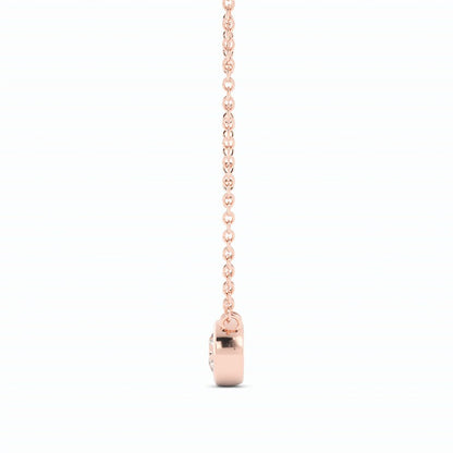 0.5ct Lab Grown Diamond Round Bezel Solitiare 14K Rose Gold Necklace