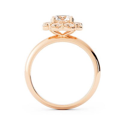 1.0ct Moissanite Round Halo 14K Rose Gold Engagement Ring