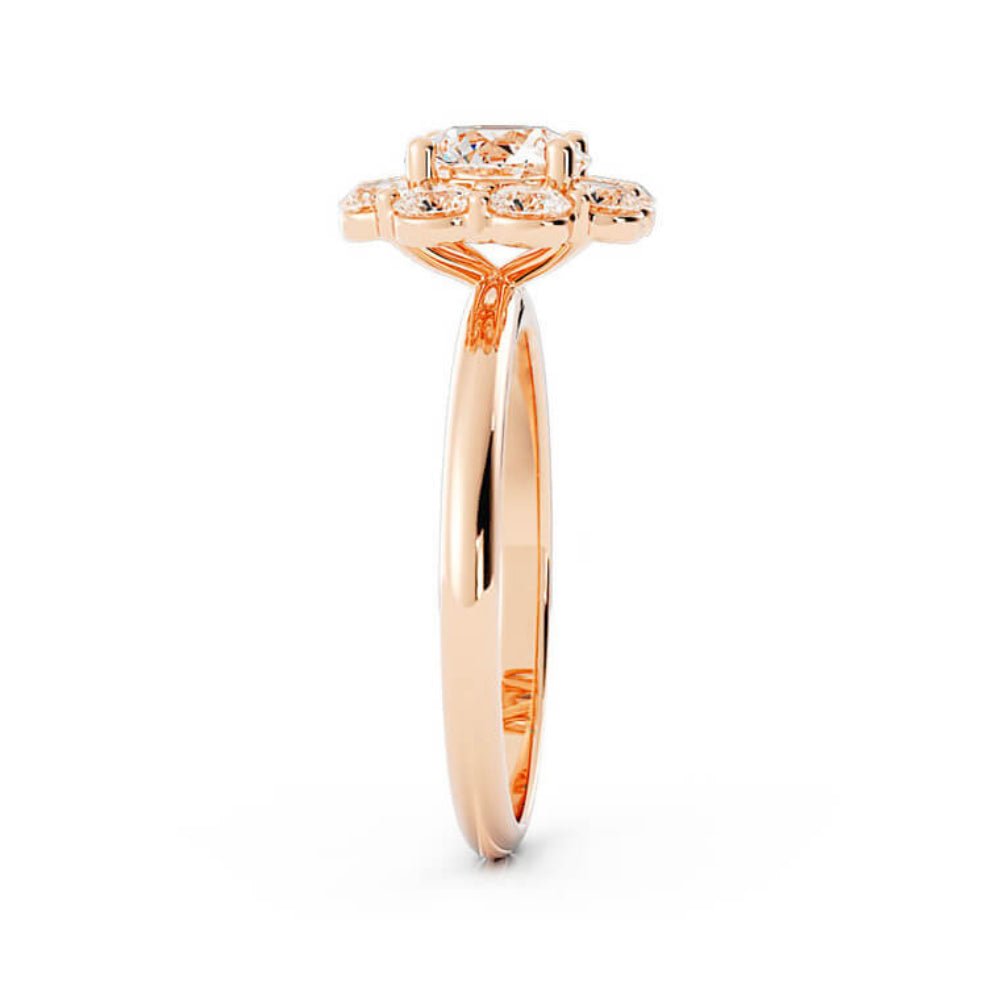 1.0ct Moissanite Round Halo 14K Rose Gold Engagement Ring