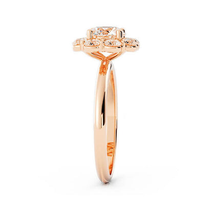 1.0ct Moissanite Round Halo 14K Rose Gold Engagement Ring