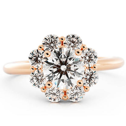 1.0ct Moissanite Round Halo 14K Rose Gold Engagement Ring