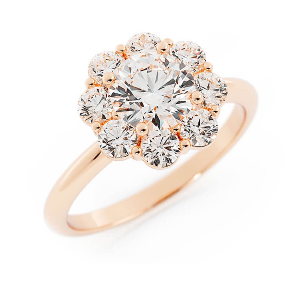 1.0ct Moissanite Round Halo 14K Rose Gold Engagement Ring