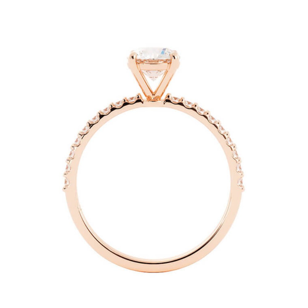 1.0ct Moissanite Pave Accent 14K Rose Gold Engagement Ring