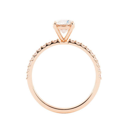 1.0ct Moissanite Pave Accent 14K Rose Gold Engagement Ring