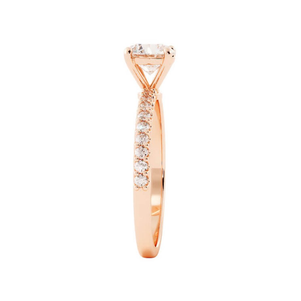 1.0ct Moissanite Pave Accent 14K Rose Gold Engagement Ring