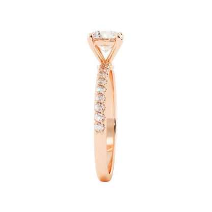 1.0ct Moissanite Pave Accent 14K Rose Gold Engagement Ring
