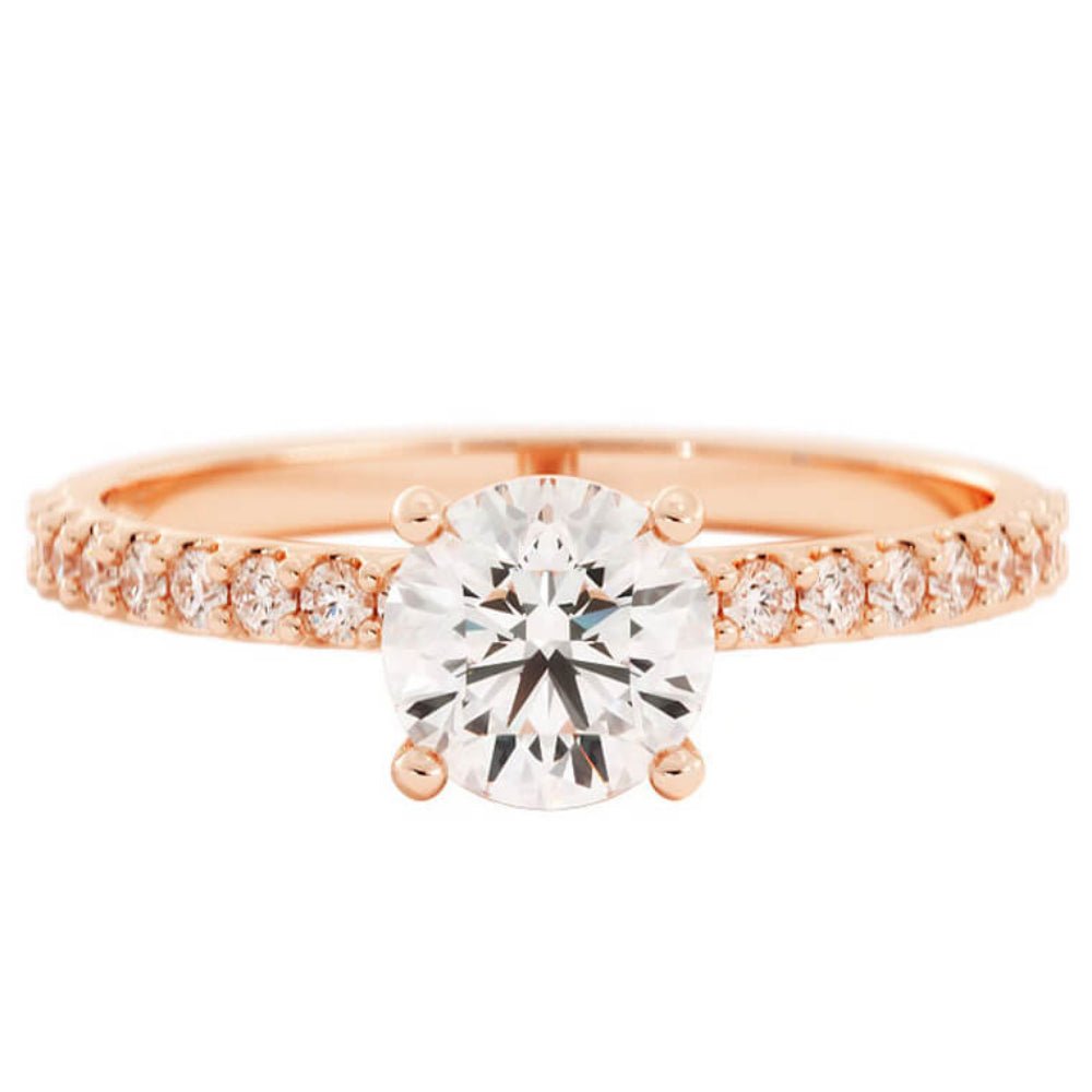 1.0ct Moissanite Pave Accent 14K Rose Gold Engagement Ring